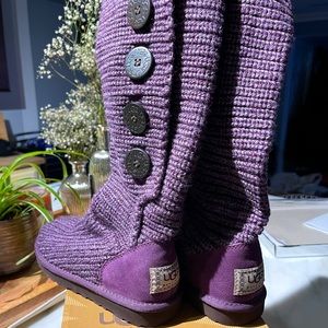Authentic Ugg Knit Boots (Purple Classic Tall, Button On Sides) Size 5 BRAND NEW